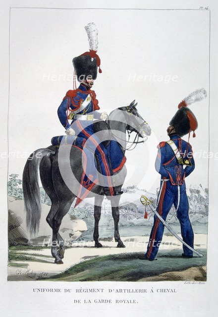 Uniform of a regiment of horse artillery of the royal guard, France, 1823.  Artist: Charles Etienne Pierre Motte