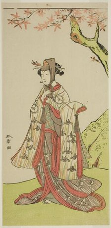The Actor Iwai Hanshiro IV as Princess Sakura (Sakura Hime) in the Play Wada Sakamori..., c. 1773. Creator: Shunsho.