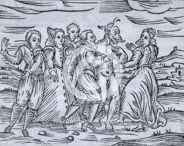 Dancing with the devil, at the Sabbath, 1608. Creator: Unknown.
