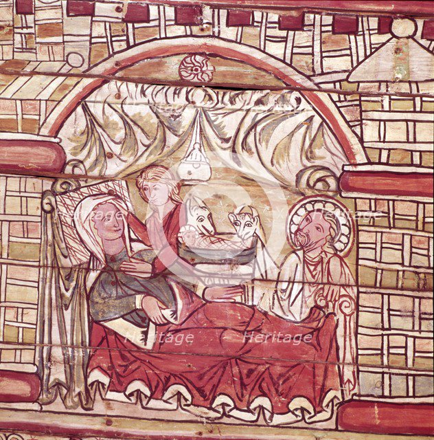 Nativity, Norwegian, 13th Century,  in the Stave Church at Al, Hallingdal.  Artist: Unknown.