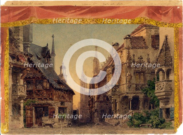 Stage design for the opera Die Meistersinger von Nürnberg by R. Wagner, 1899. Creator: Ferrario, Carlo (1833-1907).