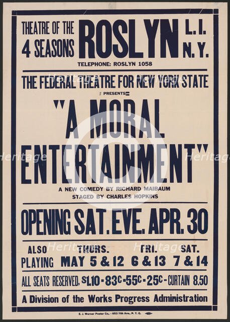 A Moral Entertainment, Roslyn, NY, 1938. Creator: Unknown.