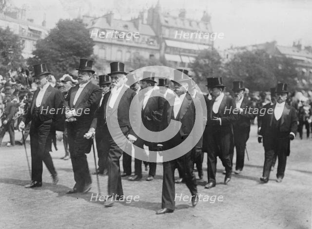 French Ministers at Berteaux funeral. Caillaux, Cruppi, Perrier, Delcasse, 1911. Creator: Bain News Service.