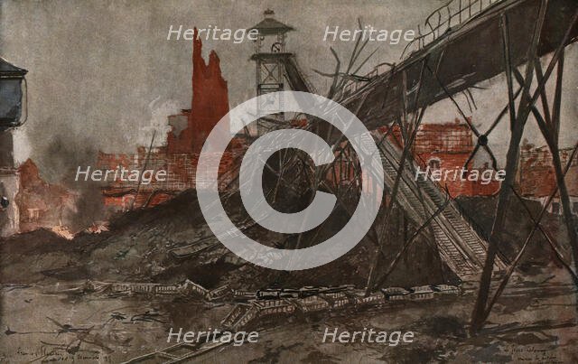 'Offensive en Artois; En Artois (1915), Mines de Lievin: la fosse Calonne', 1915 (1924). Creator: Francois Flameng.