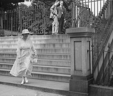 Rankin, Jeanette I.E. Jeannette, Rep. from Montana, 1917-1919. Leaving White House, 1917. Creator: Harris & Ewing.
