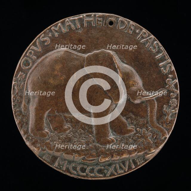 The Malatesta Elephant in a Meadow [reverse], 1446. Creator: Matteo di Andrea de Pasti.