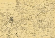 Map of the Battle of Le Mans, 11 January 1871, (c1872).  Creator: R. Walker.