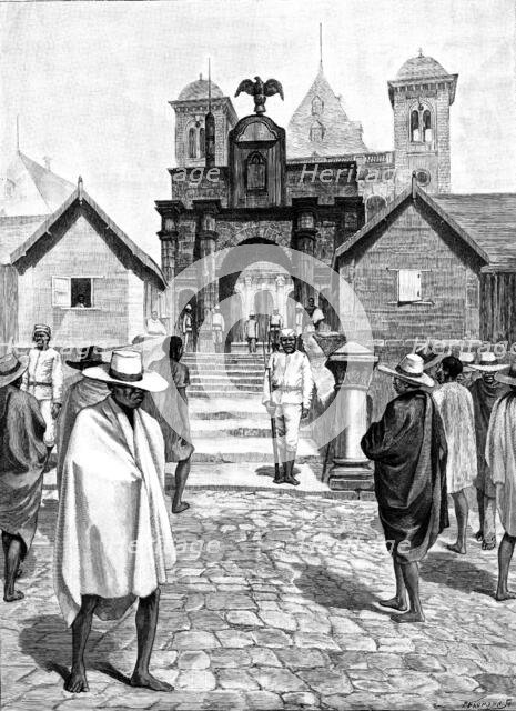 Sketches in Madagascar: entrance to the Royal Palace, Antananarivo, 1890. Creator: P Naumann.