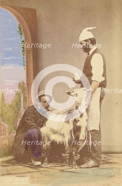 Two men and a goat, about 1865. Creator: Giorgio Sommer.