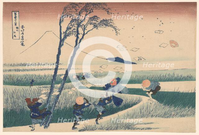 Ejiri in Suruga Province (Sunshu Ejiri), from "Thirty-six Views of Mount Fuji..., c1830/33. Creator: Hokusai.