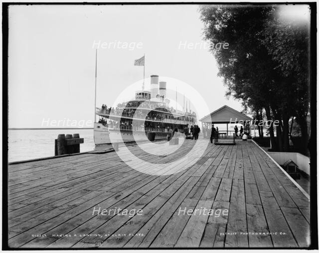 Making a landing, St. Clair Flats, Mich., between 1890 and 1901. Creator: Unknown.
