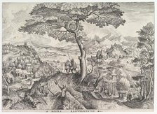 Soldiers at Rest (Milites requiescentes) from The Large Landscapes, ca. 1555-56. Creator: Johannes van Doetecum I.