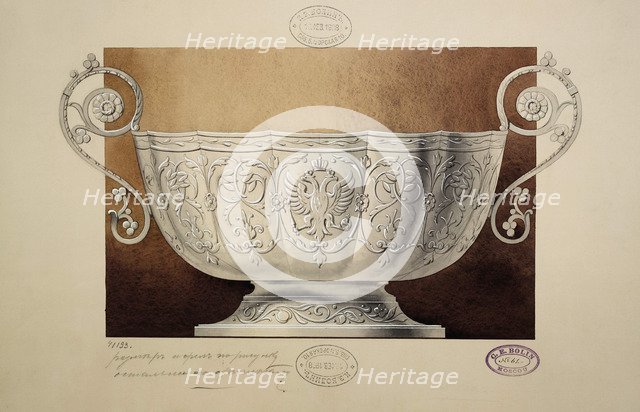 Design of a Bowl Decorated with the Double-Headed Eagle. (Series The Dowry of Grand Princess Maria  Artist: Carl Edvard Bolin company  