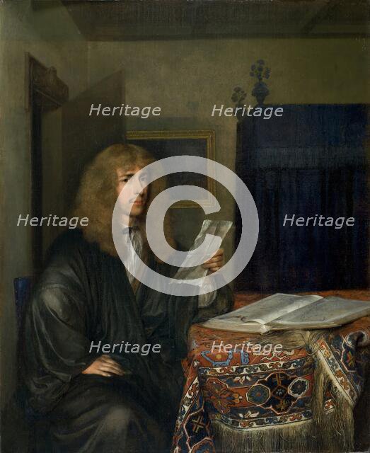 Portrait of a Man reading a Document, 1675. Creator: Gerard Terborch II.