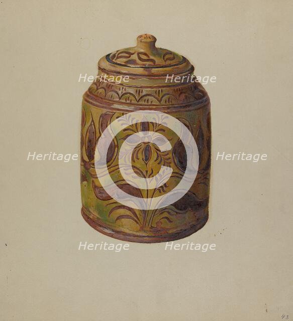 Pa. German Covered Jar, c. 1938. Creator: William L. Antrim.
