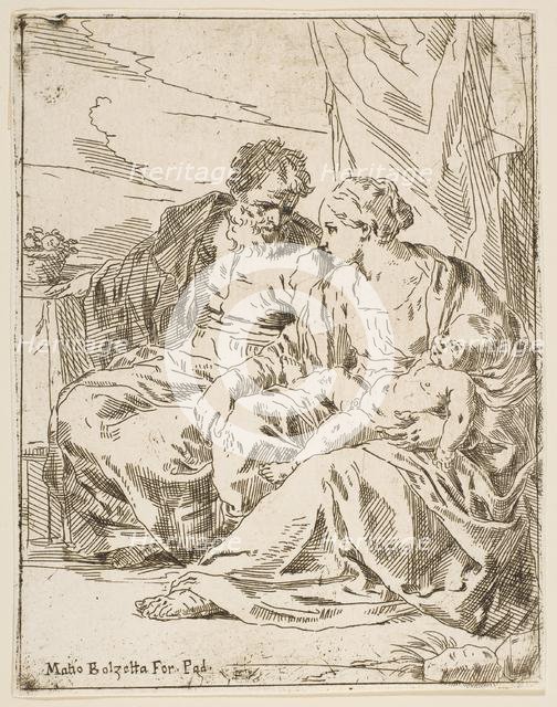 Rest on the flight into Egypt, Mary holding the infant Christ while St. ..., ca. 1637-1639 or after. Creator: Unknown.
