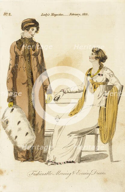 Fashion Plate (Fashionable Morning and Evening Dresses), 1813. Creator: Unknown.