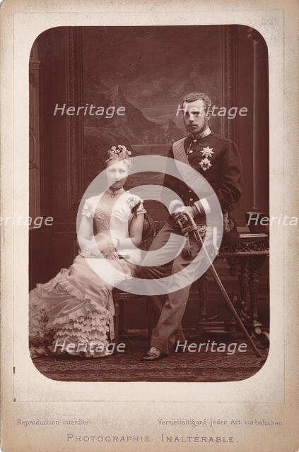 Crown Prince Rudolf with Princess Stephanie of Belgium on the occasion of their engagement..., 1880. Creator: Photo studio Geruzet Frères, Brussels  .