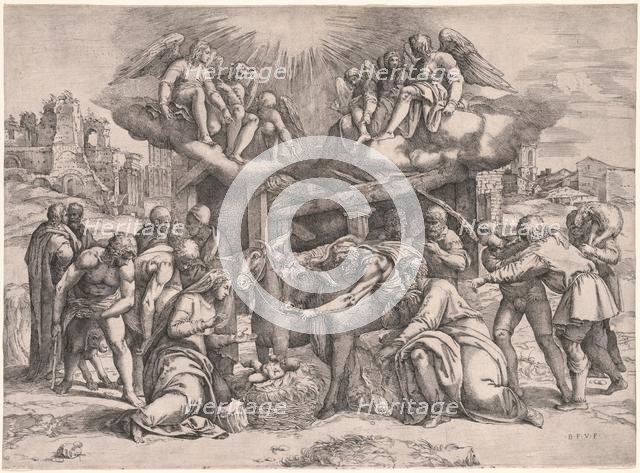 The Adoration of the Shepherds, c. 1552. Creator: Battista Franco (Italian, c. 1510-1561).