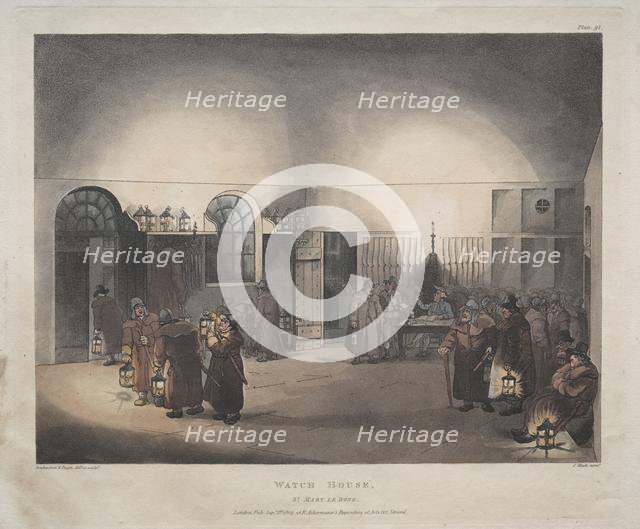 Watch House, St. Mary Le Boue, 1809. Creator: Thomas Rowlandson (British, 1756-1827); Augustus Charles Pugin (British, 1762-1832), and.