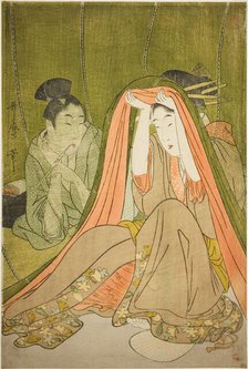 Emerging from a Mosquito Net, Japan, c. 1797/1800. Creator: Kitagawa Utamaro.