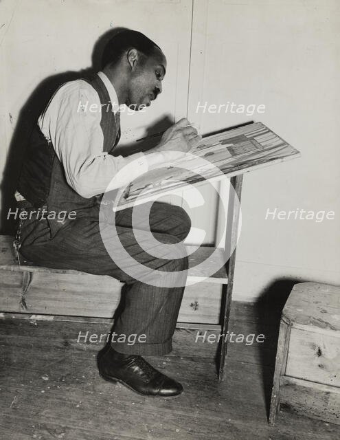 Art class, male student, 1938. Creator: Basil.