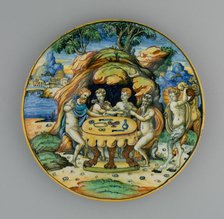 Plate with Theseus in the House of Achelous, from the Lancierini Service, Italy, 1540/50. Creator: Unknown.