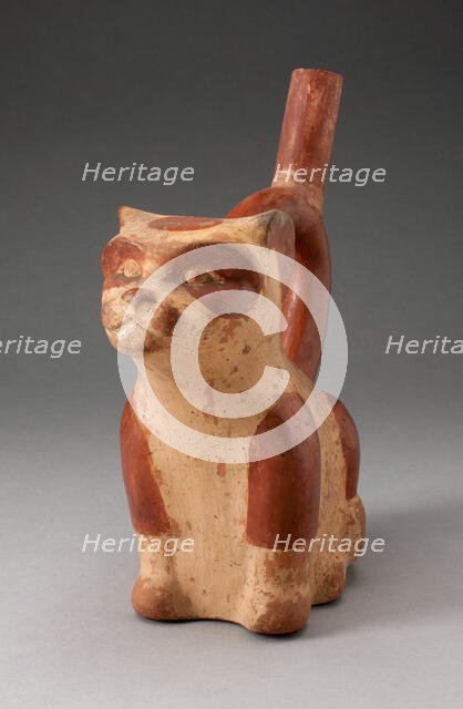 Handle Spout Vessel in Form of a Feline, 100 B.C./A.D. 500. Creator: Unknown.