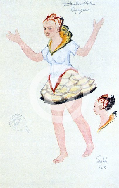 Costume design for Papegena, 1913. Artist: Unknown