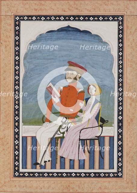 British officer and his wife, 1850-1860. Artist: Unknown.