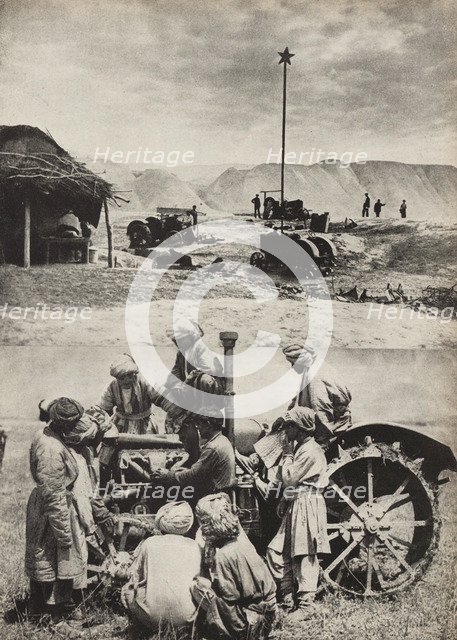 The first Tractor. Illustration from USSR Builds Socialism, 1933. Creator: Lissitzky, El (1890-1941).