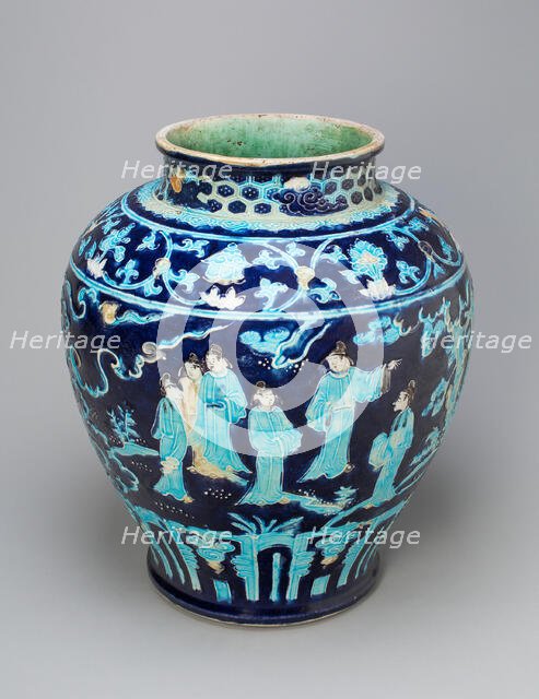 Jar with Scholars in Garden, Ming dynasty (1368-1644), 16th century. Creator: Unknown.