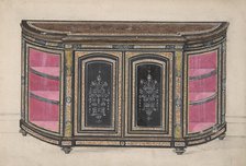 Cabinet Design with Black Doors and Red Interior, 19th century. Creator: Anon.