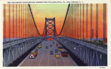 Delaware River Bridge connecting Pennsylvania and New Jersey, USA, 1933. Artist: Unknown