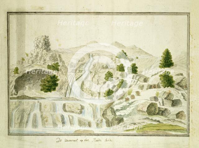 The waterfall at the Roodezand valley, near Tulbagh, 1778-1779. Creators: Robert Jacob Gordon, Johannes Schumacher.