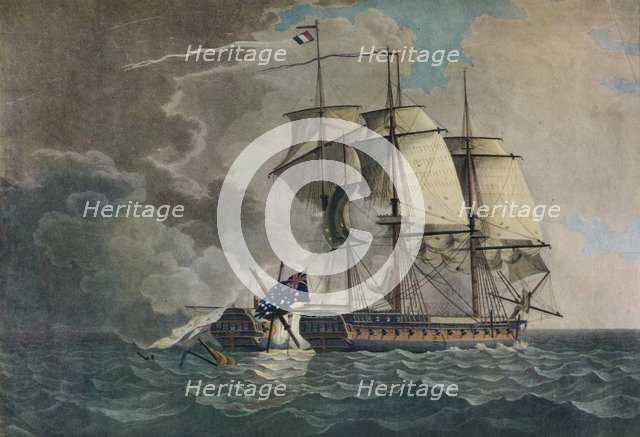 'Capture of the 'Cleopatre'', c1794. Artist: Thomas Yates.