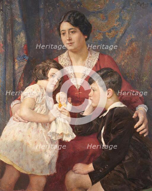 Mrs. Hirsch with her children, 1927. Creator: Josef Engelhart.