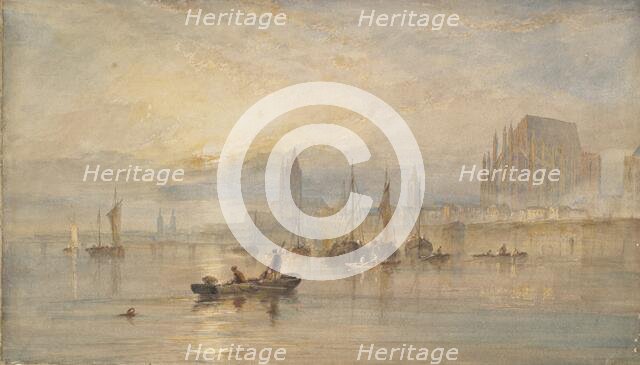 Harbour at sunset, 1820s. Creator: Richard Parkes Bonington.