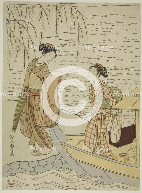 Two Girls Leaving a Boat, c. 1767/68. Creator: Suzuki Harunobu.