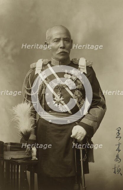 General Baron T. Kuroki, three-quarter length portrait, in uniform, facing front graphic /, c1907. Creator: Maruki Riyo.