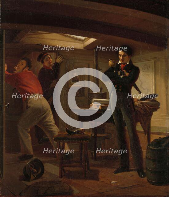 Jan van Speijk Debating whether to Set Fire to the Gunpowder, 1834. Creator: Jacobus Schoemaker Doyer.