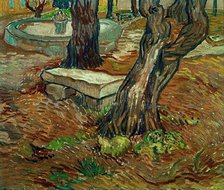 The Stone Bench in the Asylum at Saint-Remy, 1890. Creator: Gogh, Vincent, van (1853-1890).