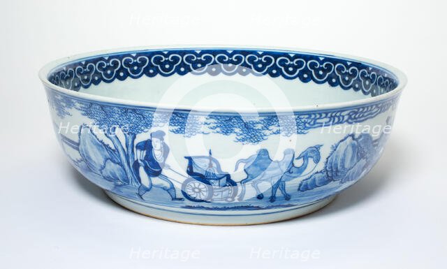 Bowl with Figures in Landscape, Qing dynasty (1644-1911), 19th century. Creator: Unknown.