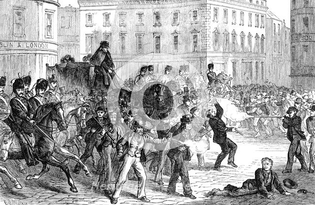 Scene at a Belfast riot (late 19th century). Artist: Unknown