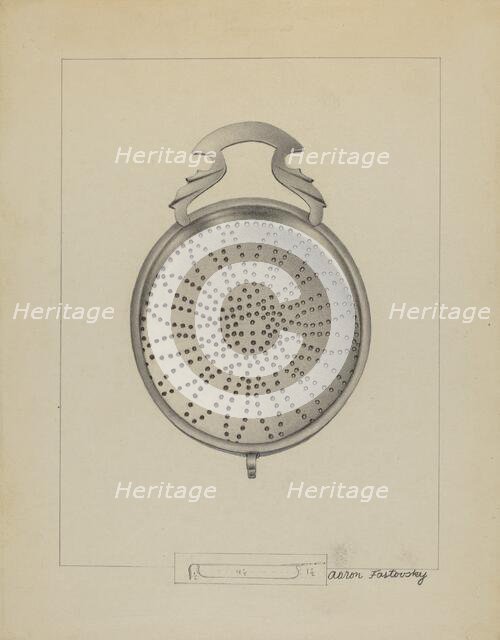 Silver Punch Strainer, c. 1936. Creator: Aaron Fastovsky.
