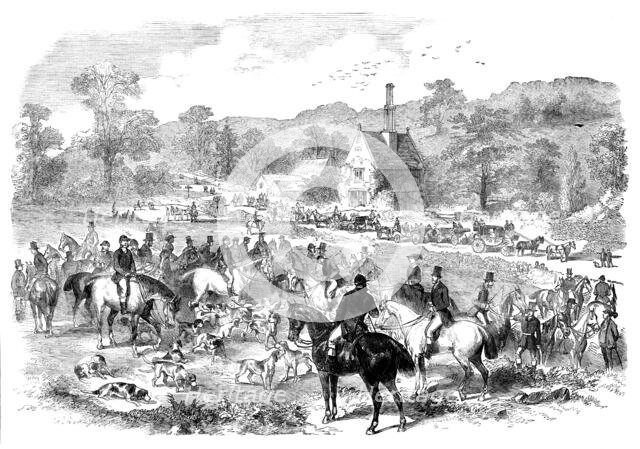 First Meet of the Season of the Cotswold Hounds, 1858. Creator: Unknown.
