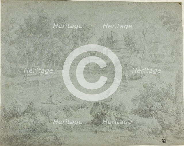 Italianate Landscape with Bathers, n.d. Creators: Richard Wilson, Gaspard Dughet, William Taverner.