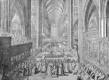The Coronation of James II in Westminster Abbey, London, 1685 (1903). Artist: William Sherwin.