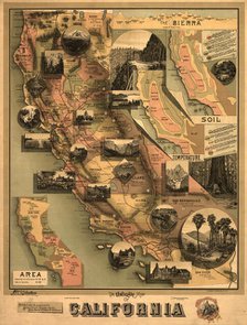 The unique map of California, 1888. Creator: E. McD. Johnstone.