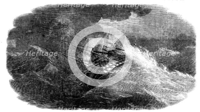 Laying the Atlantic Telegraph Cable - the "Agamemnon" in a Storm, 1858. Creator: Smyth.
